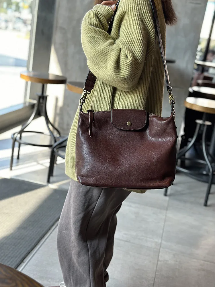 Elagant Women's Black Leather Crossbody Bag Small Over The Shoulder Purse
