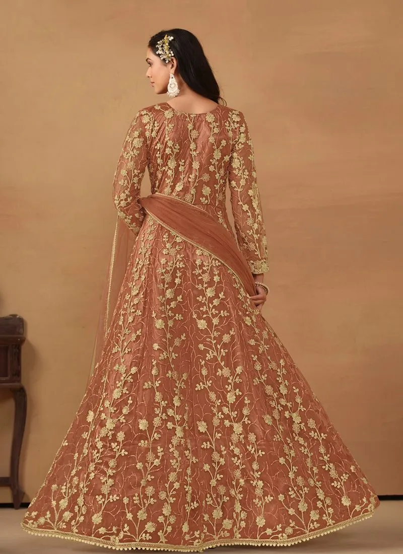 Elegant Anarkali Dress with Net and Satin Details