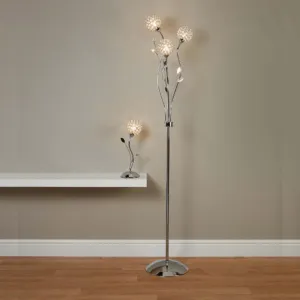 Elegant Floral LED Floor Lamp 3Lt in Chrome