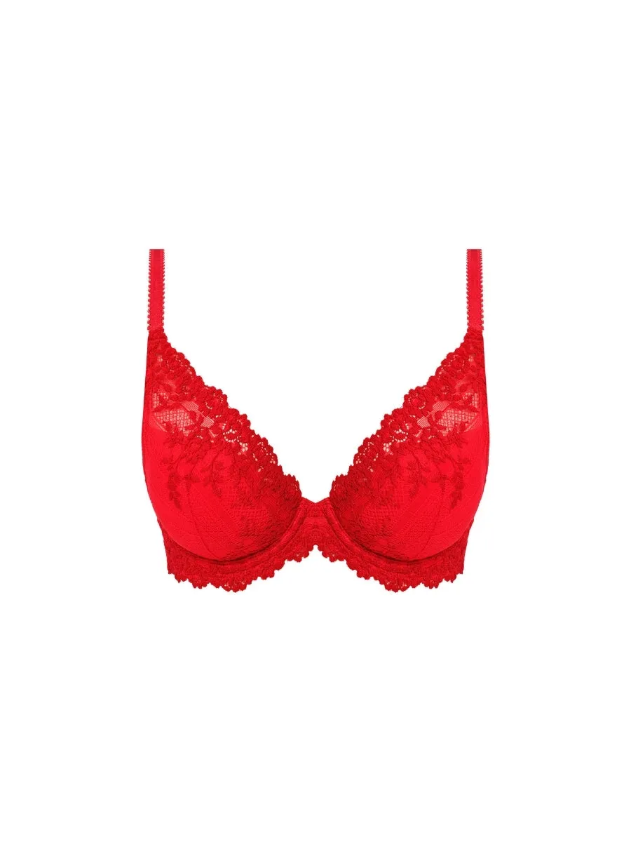 Embrace Lace Plunge Underwire Bra - Equestrian Red