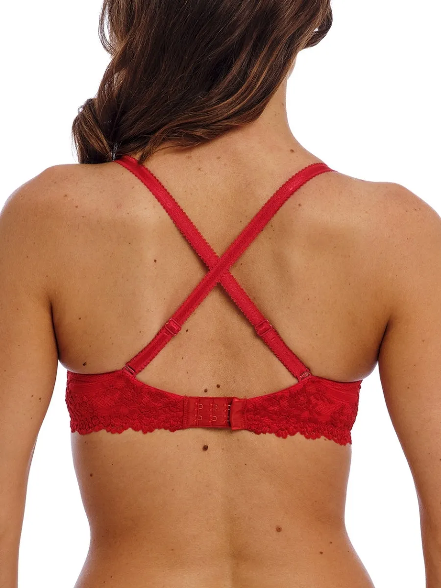 Embrace Lace Plunge Underwire Bra - Equestrian Red