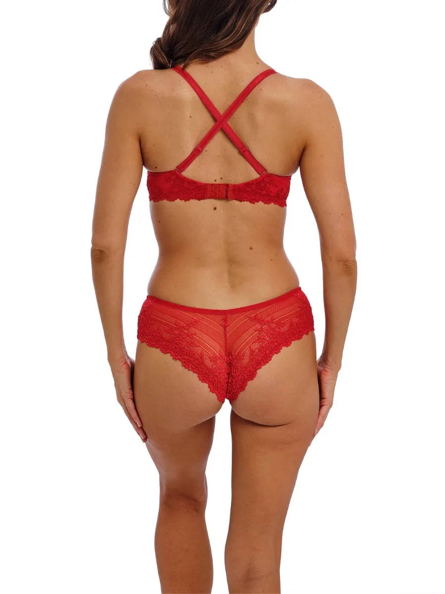 Embrace Lace Plunge Underwire Bra - Equestrian Red