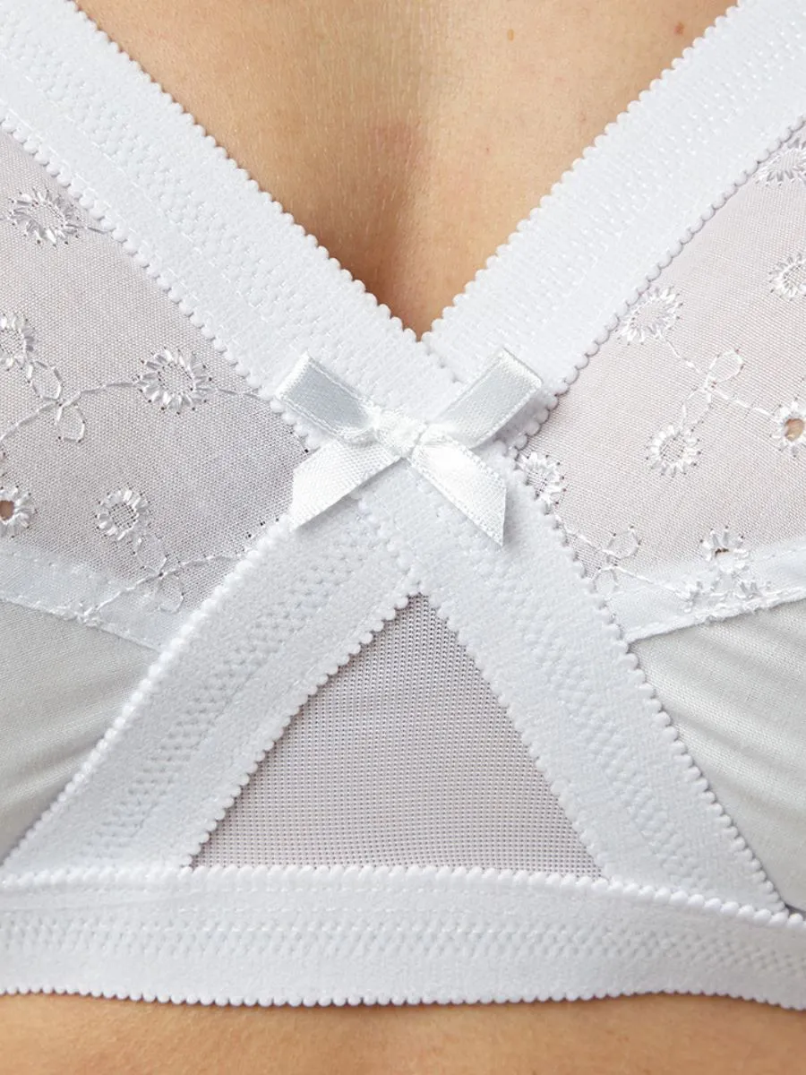 Embroidered Bra - White
