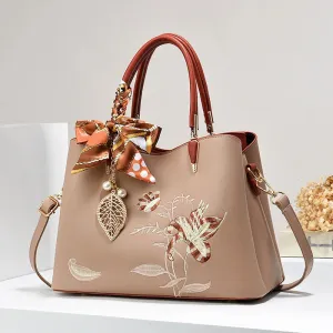 Embroidered Leather Shoulder Bag