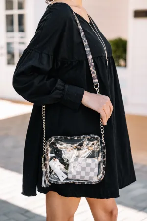 Express Yourself Brown Leopard Clear Purse