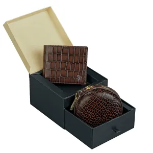Fab IV Wallet & Tech Kit  | Combo Gift for Men | Gift Set | Genuine Leather Wallet | Leather Tech Kit | Color: Brown