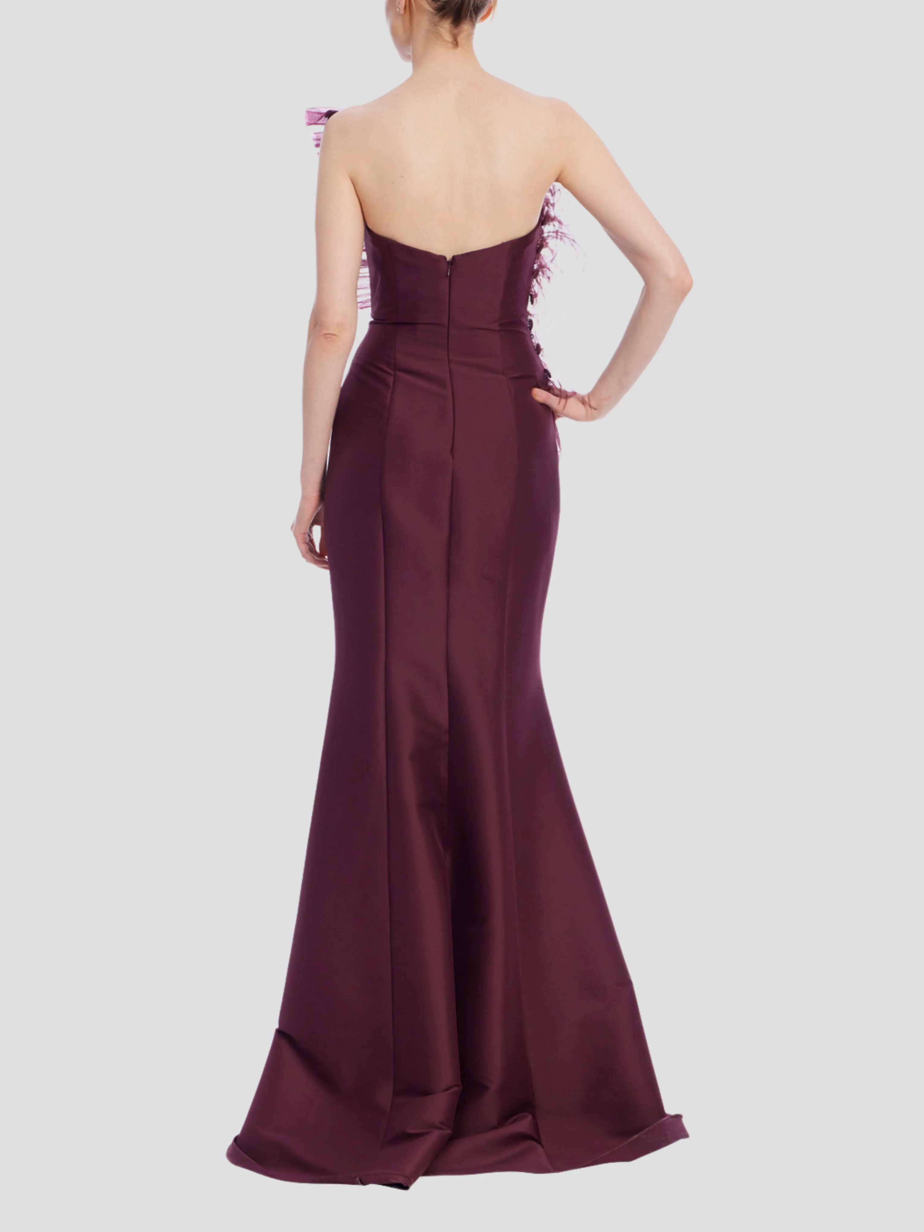Fan Gown in Wine