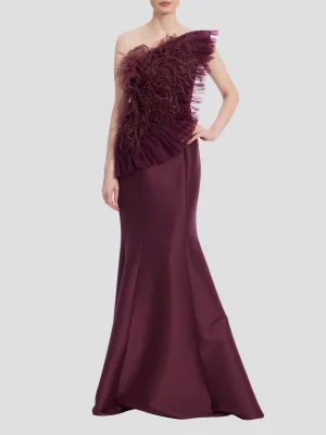 Fan Gown in Wine