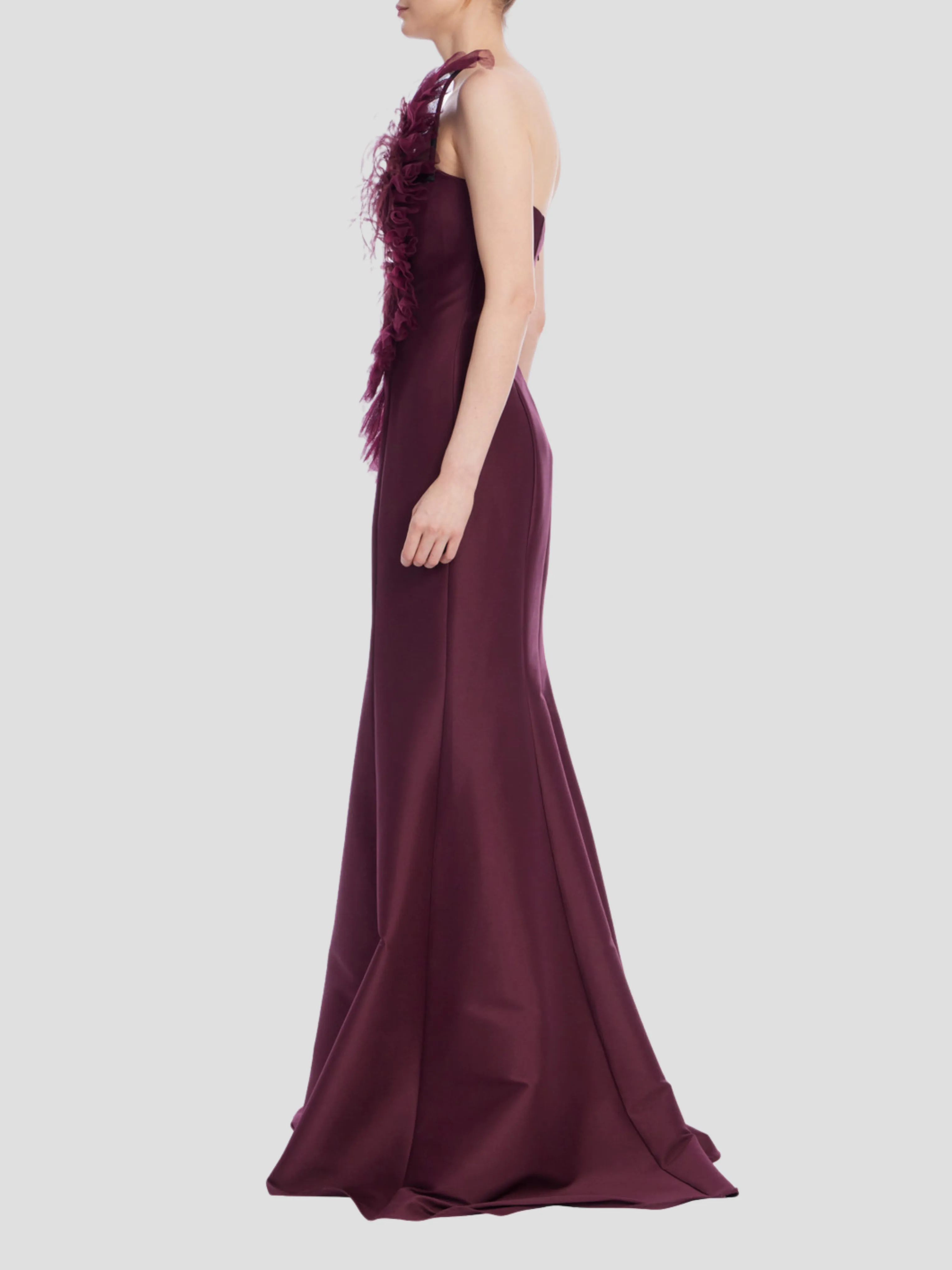 Fan Gown in Wine