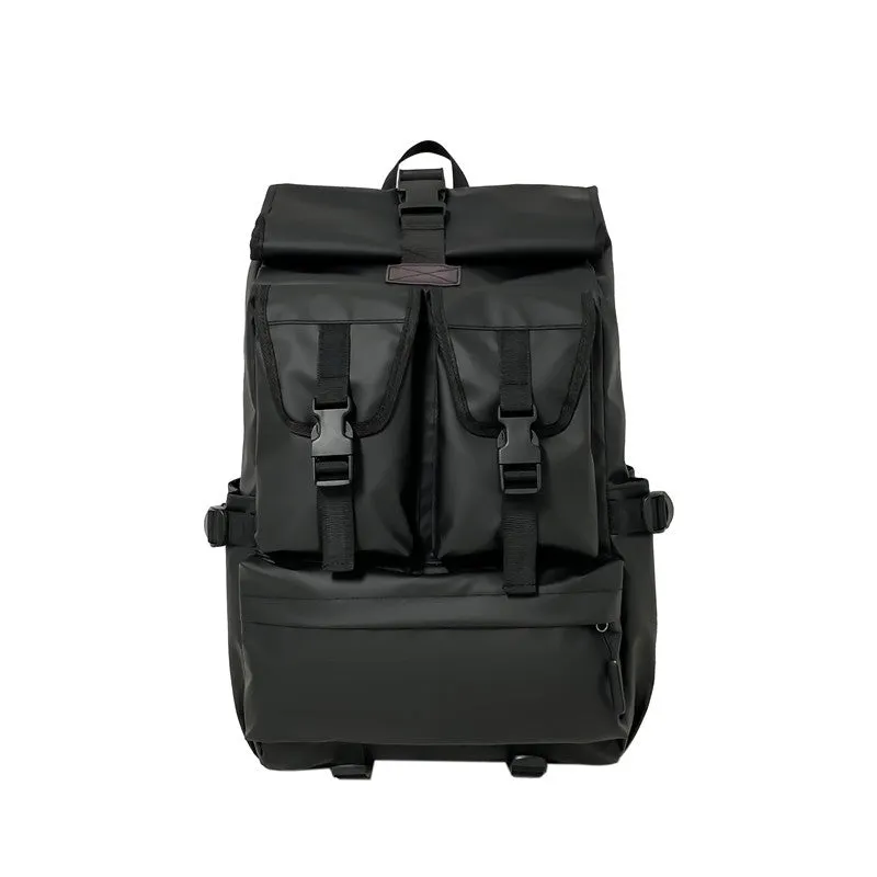 Fashion Personalized Backpack Travel Leisure Waterproof Derm Workwear Curved Edge Backpack Men's High Sense College Students Bag
