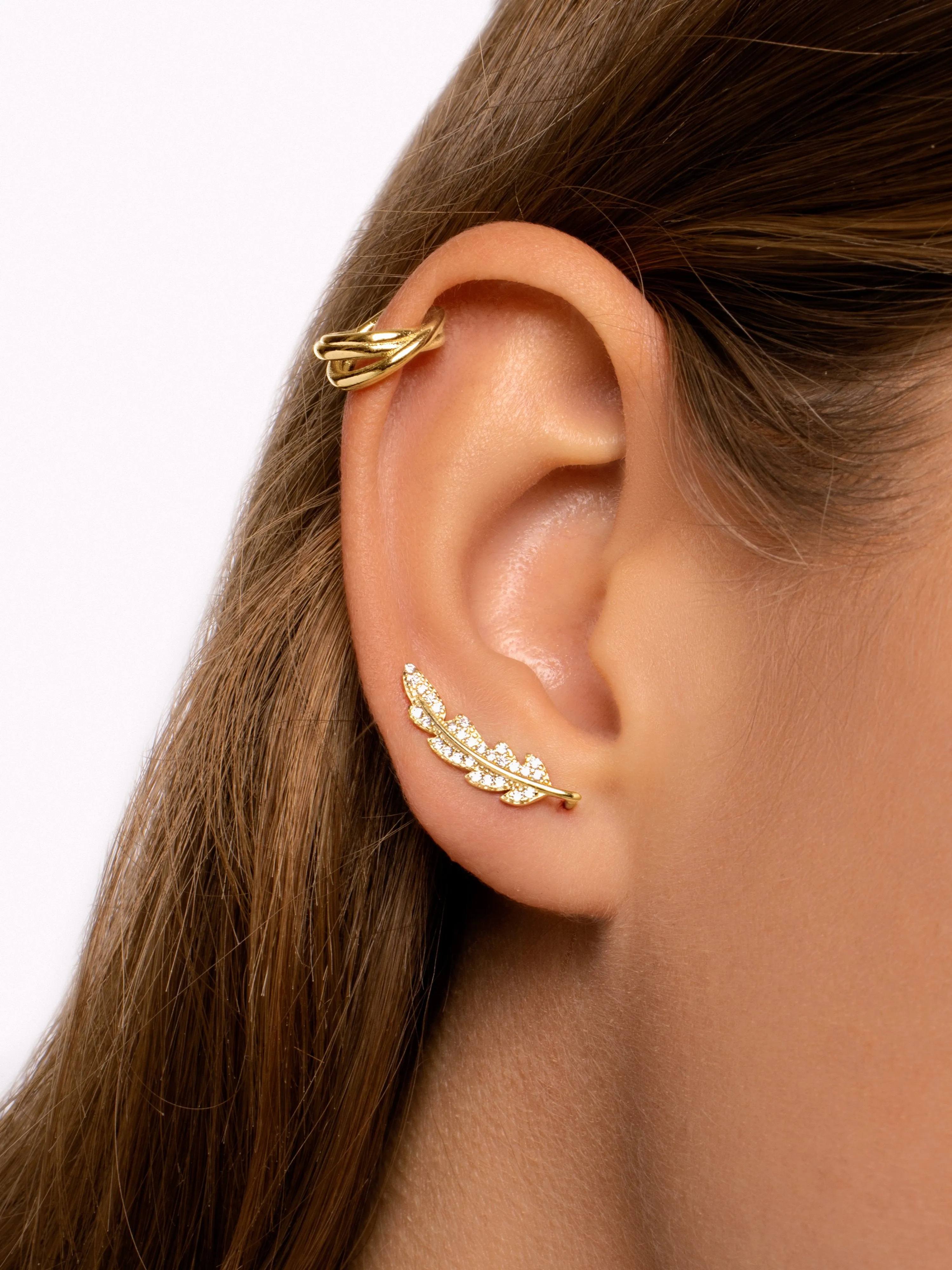 Feather Sparks Gold Earrings