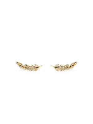 Feather Sparks Gold Earrings