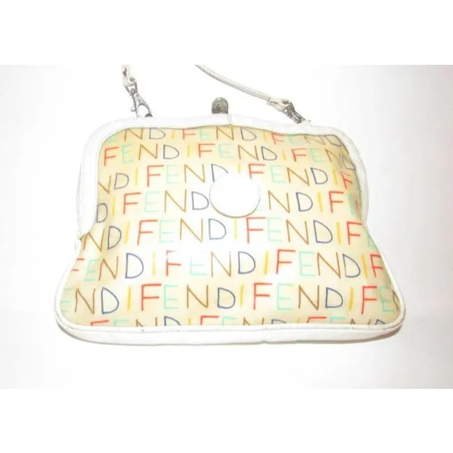 Fendi Clutch Limited Edition Two Way Or Multi Colored Fendi Logo Leather And Coated Canvas Satchel
