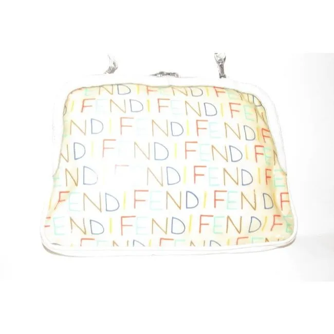 Fendi Clutch Limited Edition Two Way Or Multi Colored Fendi Logo Leather And Coated Canvas Satchel