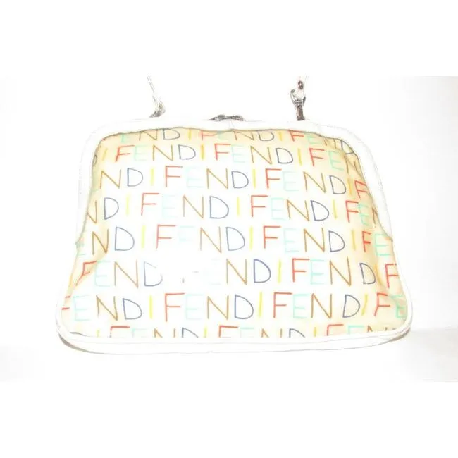 Fendi Clutch Limited Edition Two Way Or Multi Colored Fendi Logo Leather And Coated Canvas Satchel