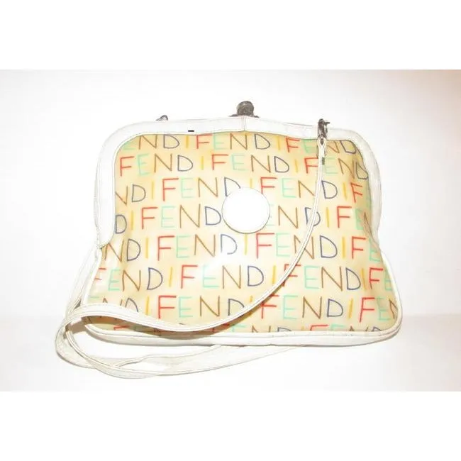 Fendi Clutch Limited Edition Two Way Or Multi Colored Fendi Logo Leather And Coated Canvas Satchel