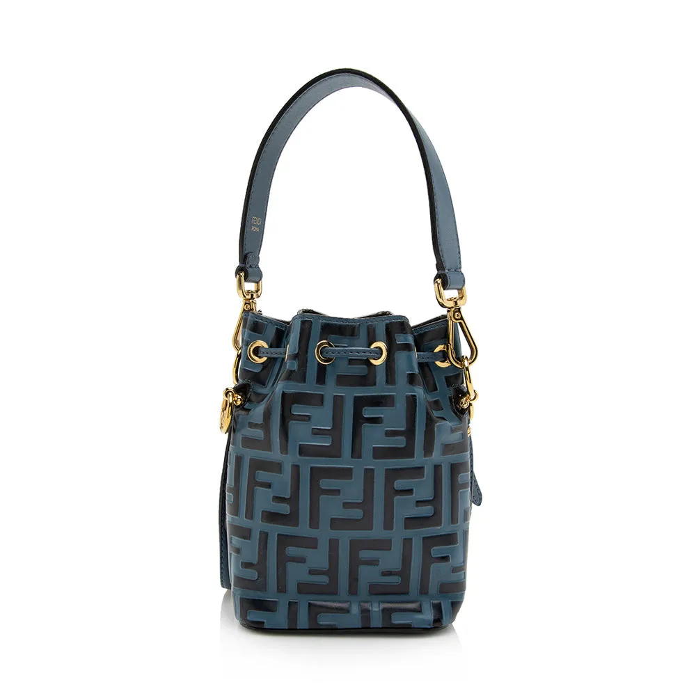 Fendi FF Embossed Calfskin Mon Tresor Mini Bucket Bag (SHF-16308)