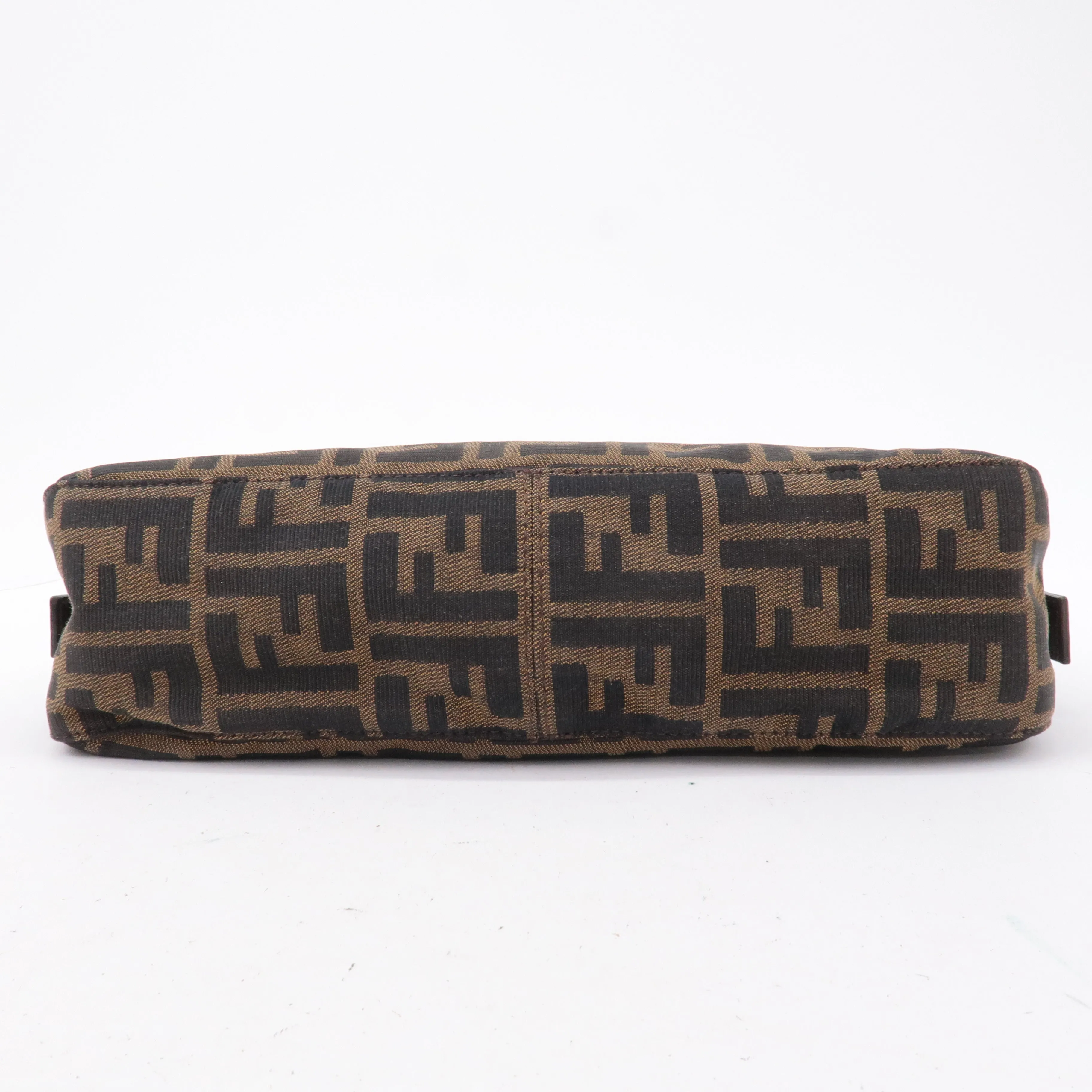 FENDI Zucca Canvas Leather Shoulder Bag Black Brown 26722