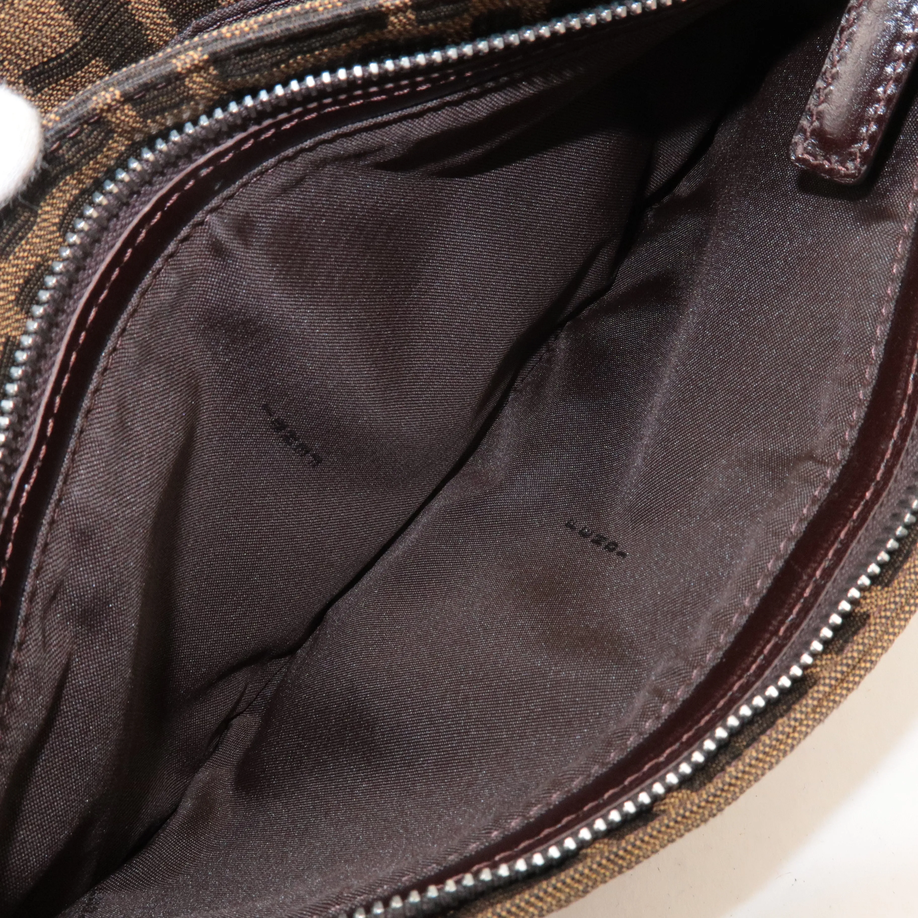 FENDI Zucca Canvas Leather Shoulder Bag Black Brown 26722