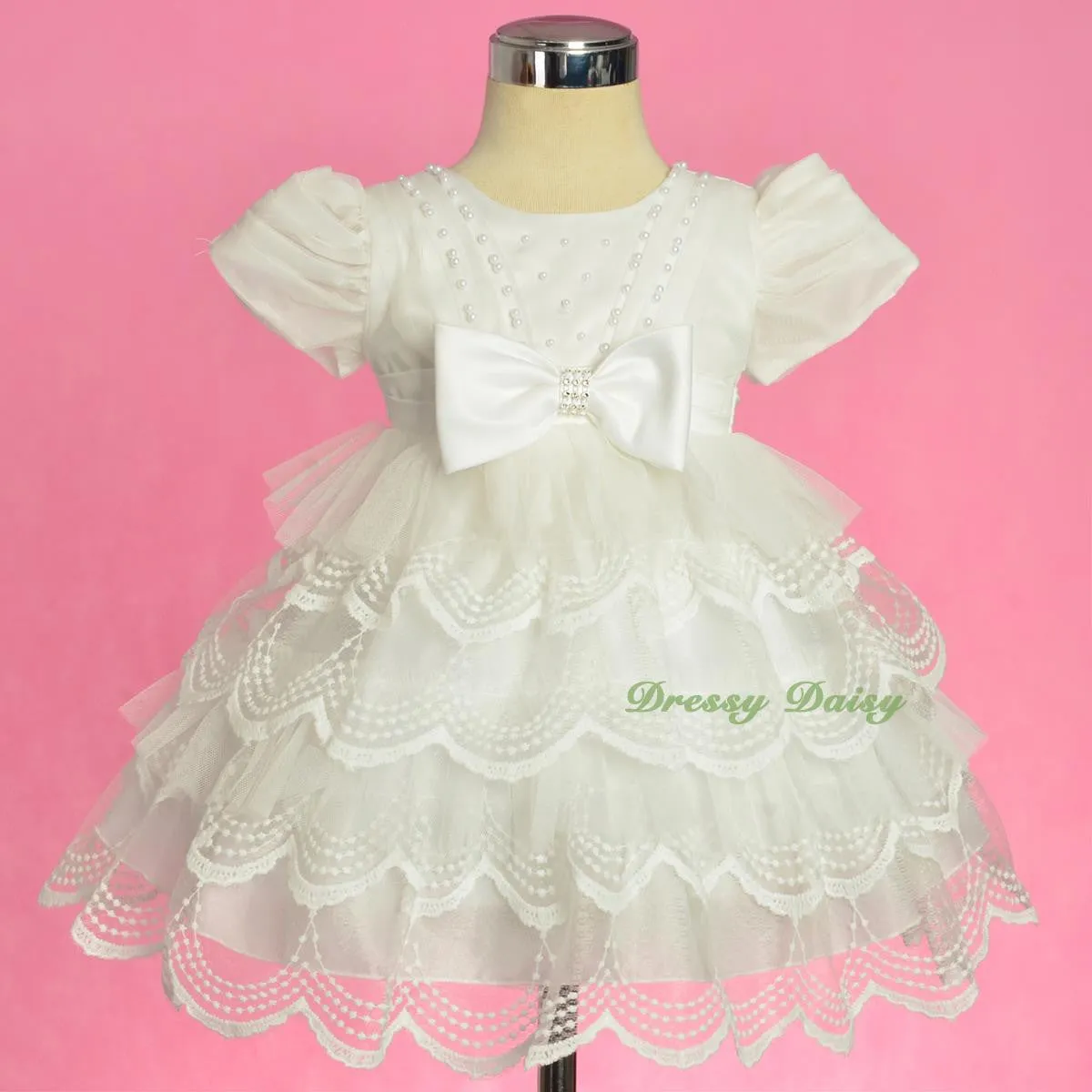 FG323 Beaded Scallop Hemline Dresses Pageant Birthday Occasion Baby Size 9-24 Months
