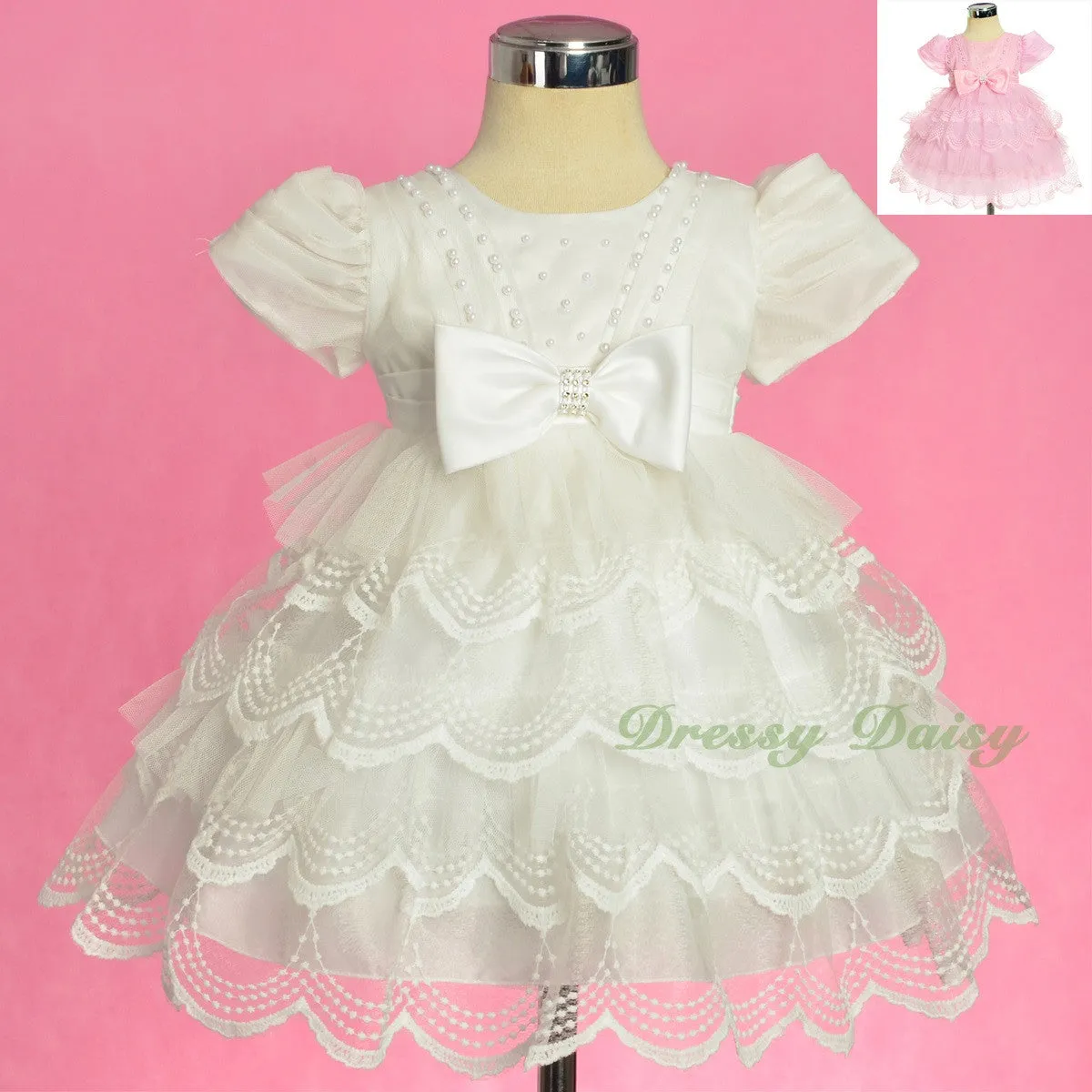 FG323 Beaded Scallop Hemline Dresses Pageant Birthday Occasion Baby Size 9-24 Months