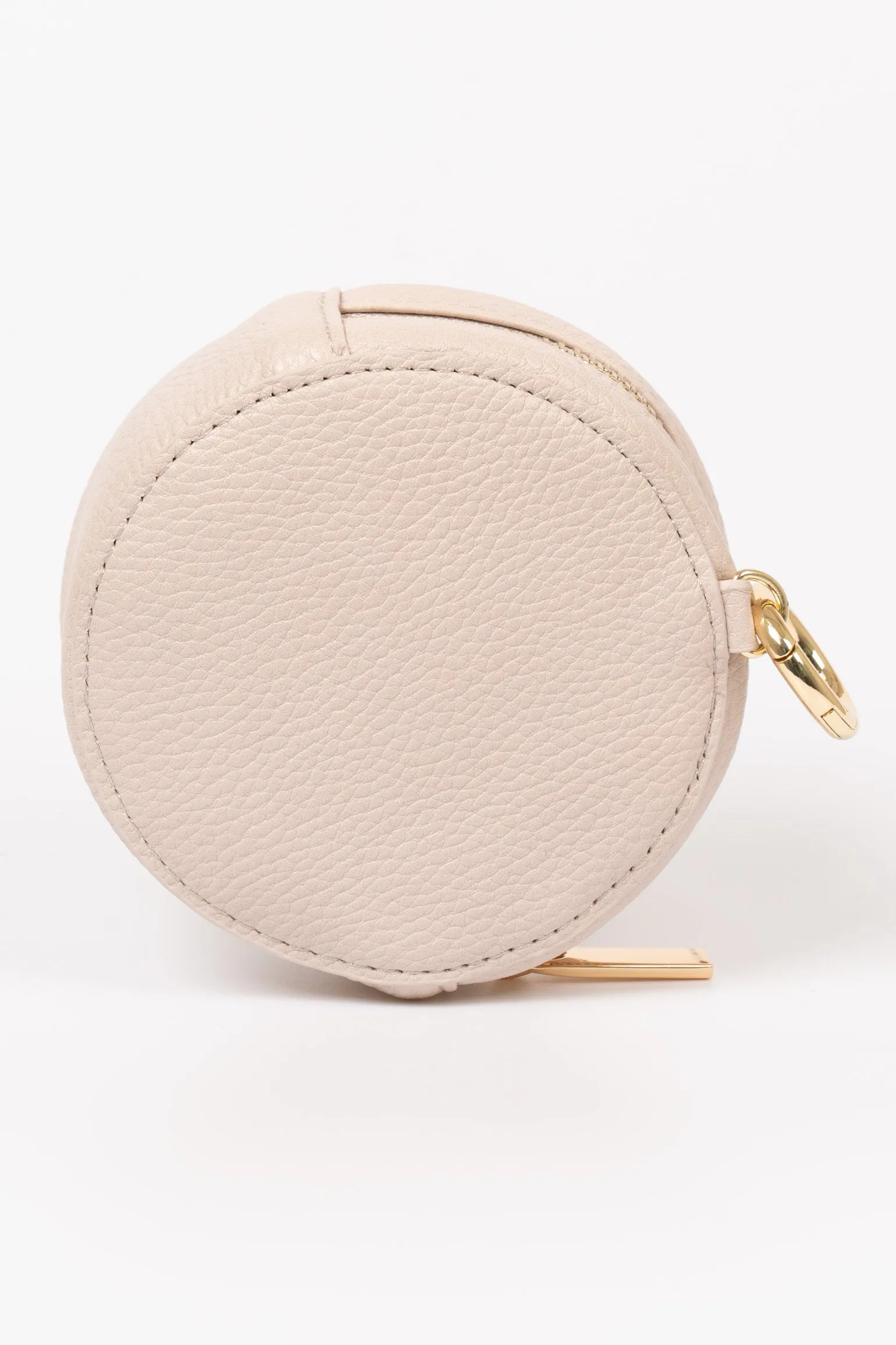 Finley Round Coin Purse - Nude, Pebbled Faux Leather