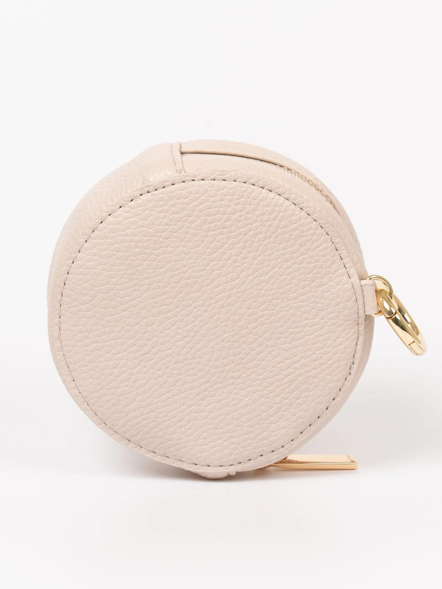 Finley Round Coin Purse - Nude, Pebbled Faux Leather