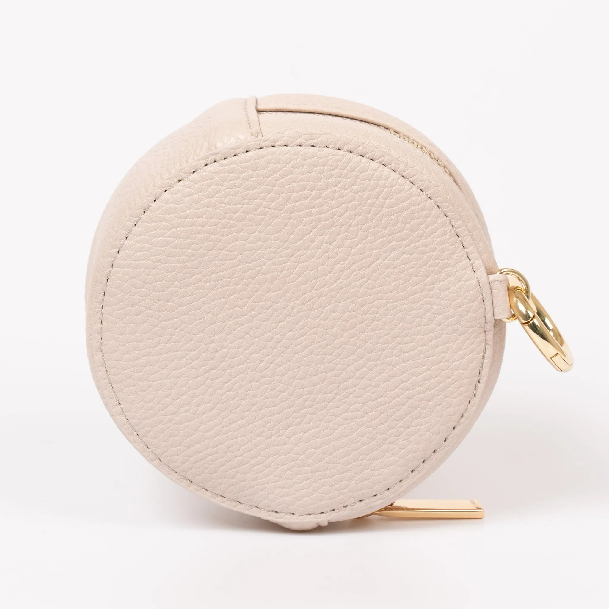 Finley Round Coin Purse - Nude, Pebbled Faux Leather
