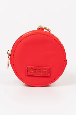 Finley Round Coin Purse - Red, Nylon
