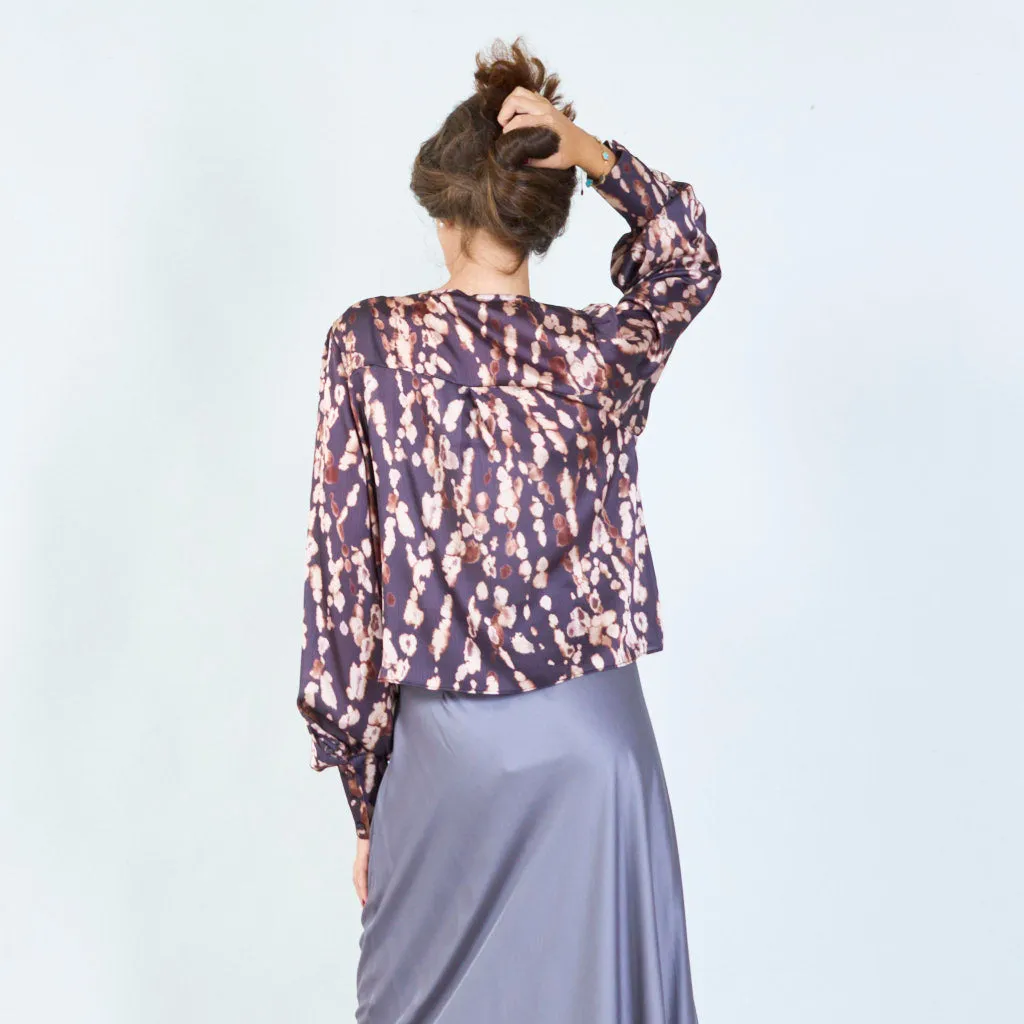 Floral abstract pleated blouse wholesale