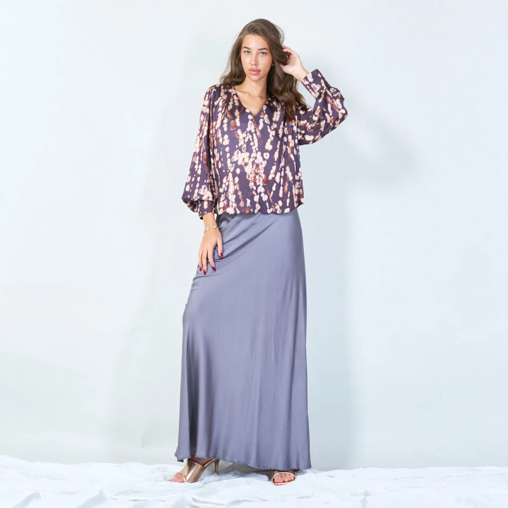 Floral abstract pleated blouse wholesale