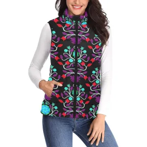 Floral Beadwork Four Clans Winter Women's Padded Vest Jacket