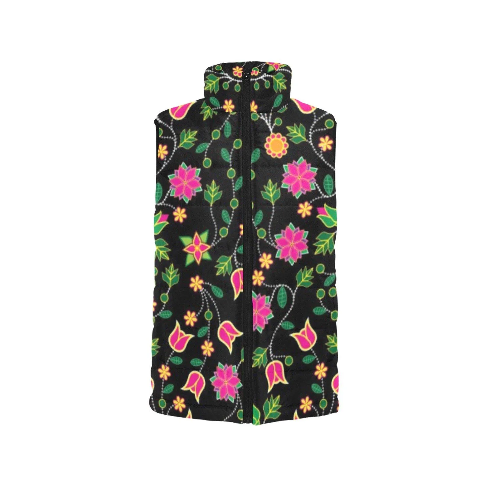 Floral Bearpaw Pink and Yellow Men's Padded Vest Jacket
