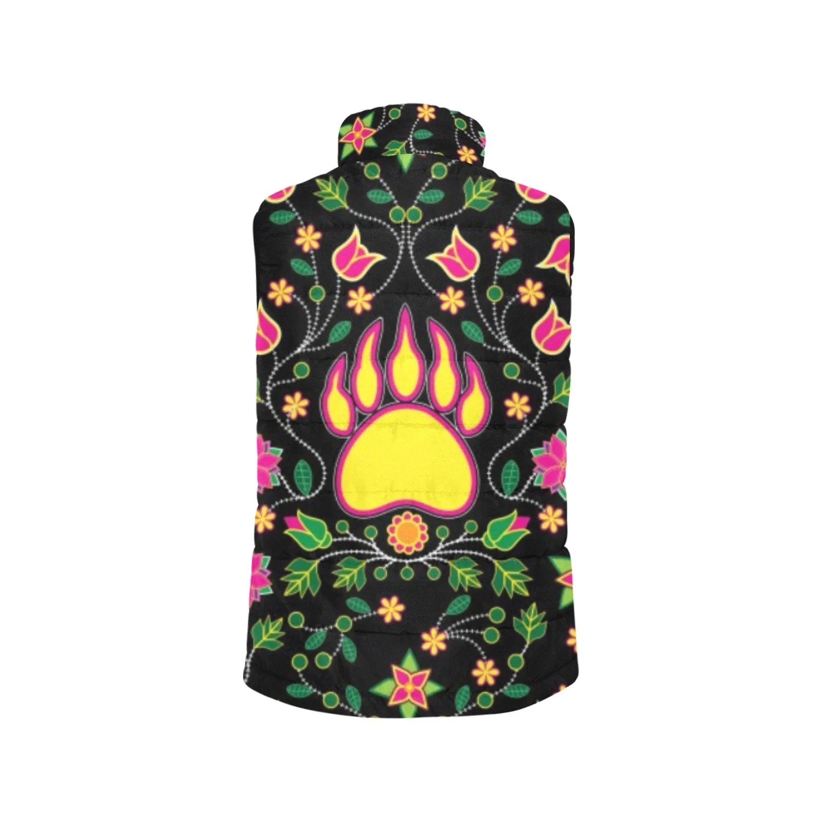 Floral Bearpaw Pink and Yellow Men's Padded Vest Jacket