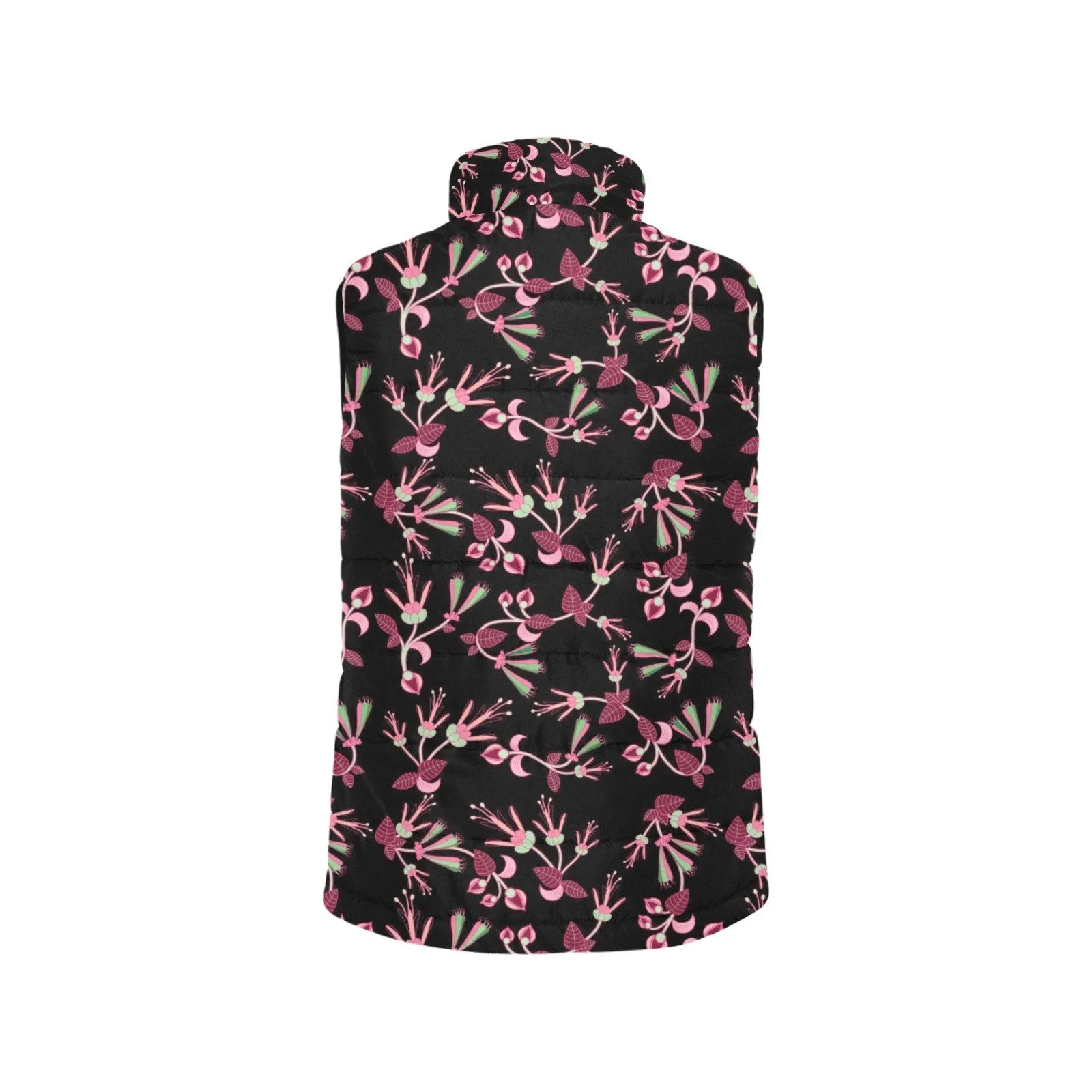 Floral Green Black Men's Padded Vest Jacket