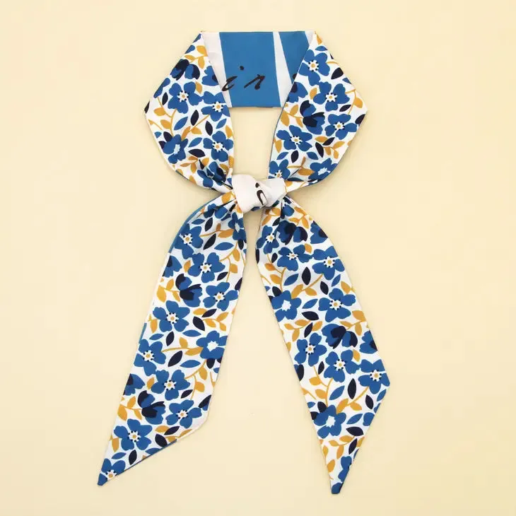 Floral Scarf - Blue/Orange