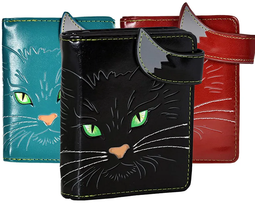 Fluffy Green Eyed Kitty - Small Faux Leather Wallet by ShagWear