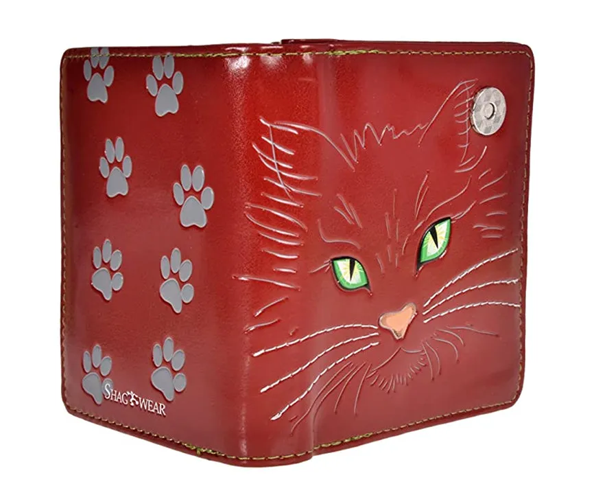 Fluffy Green Eyed Kitty - Small Faux Leather Wallet by ShagWear