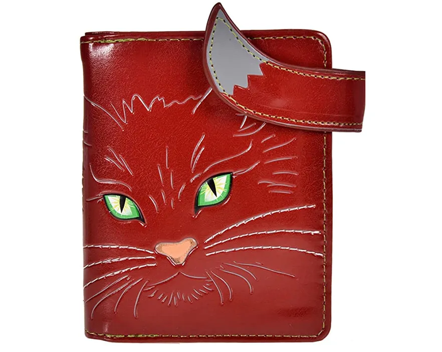 Fluffy Green Eyed Kitty - Small Faux Leather Wallet by ShagWear