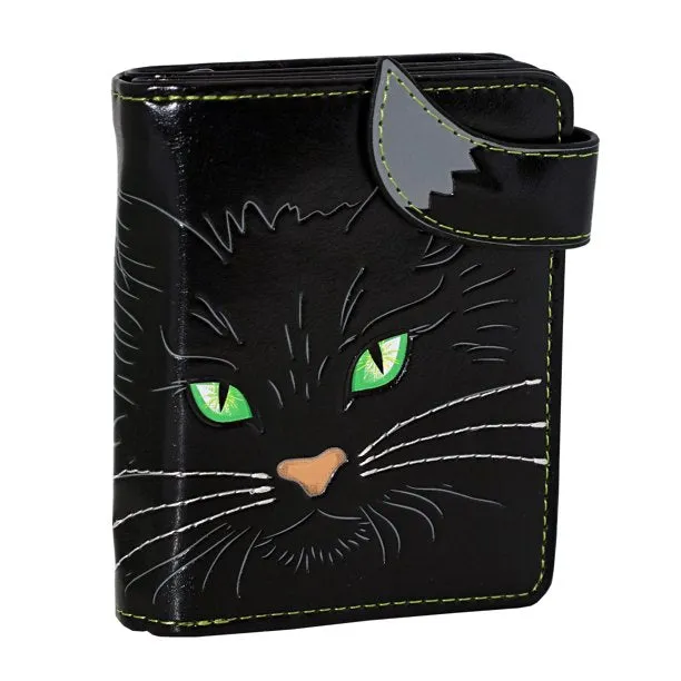 Fluffy Green Eyed Kitty - Small Faux Leather Wallet by ShagWear