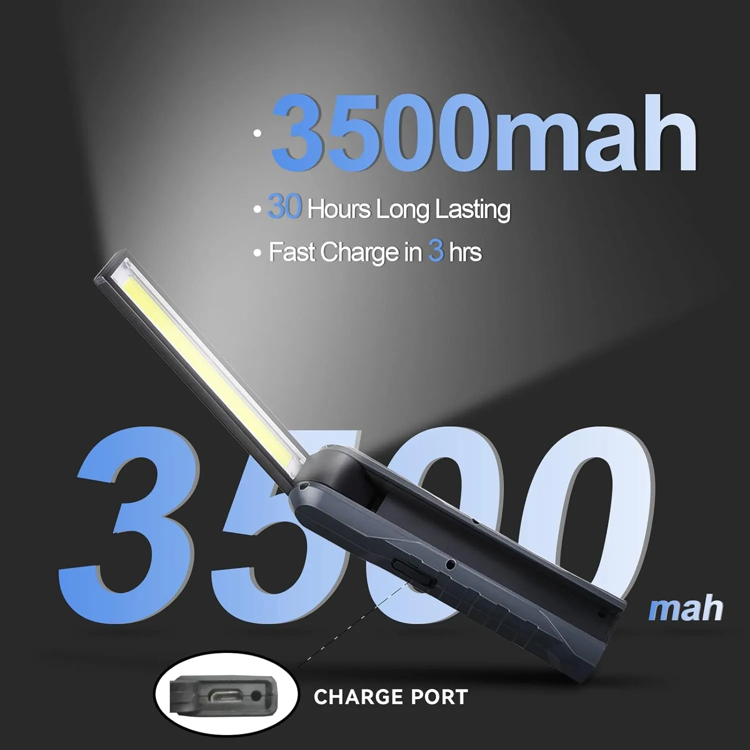 Foldable Magnetic Rechargeable 800 Lumens LED Mechanic Work Light