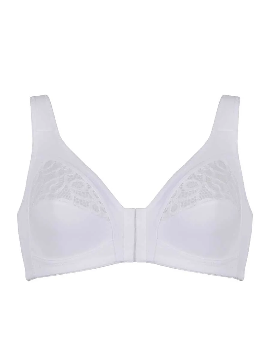 Front Fastening Bra - White