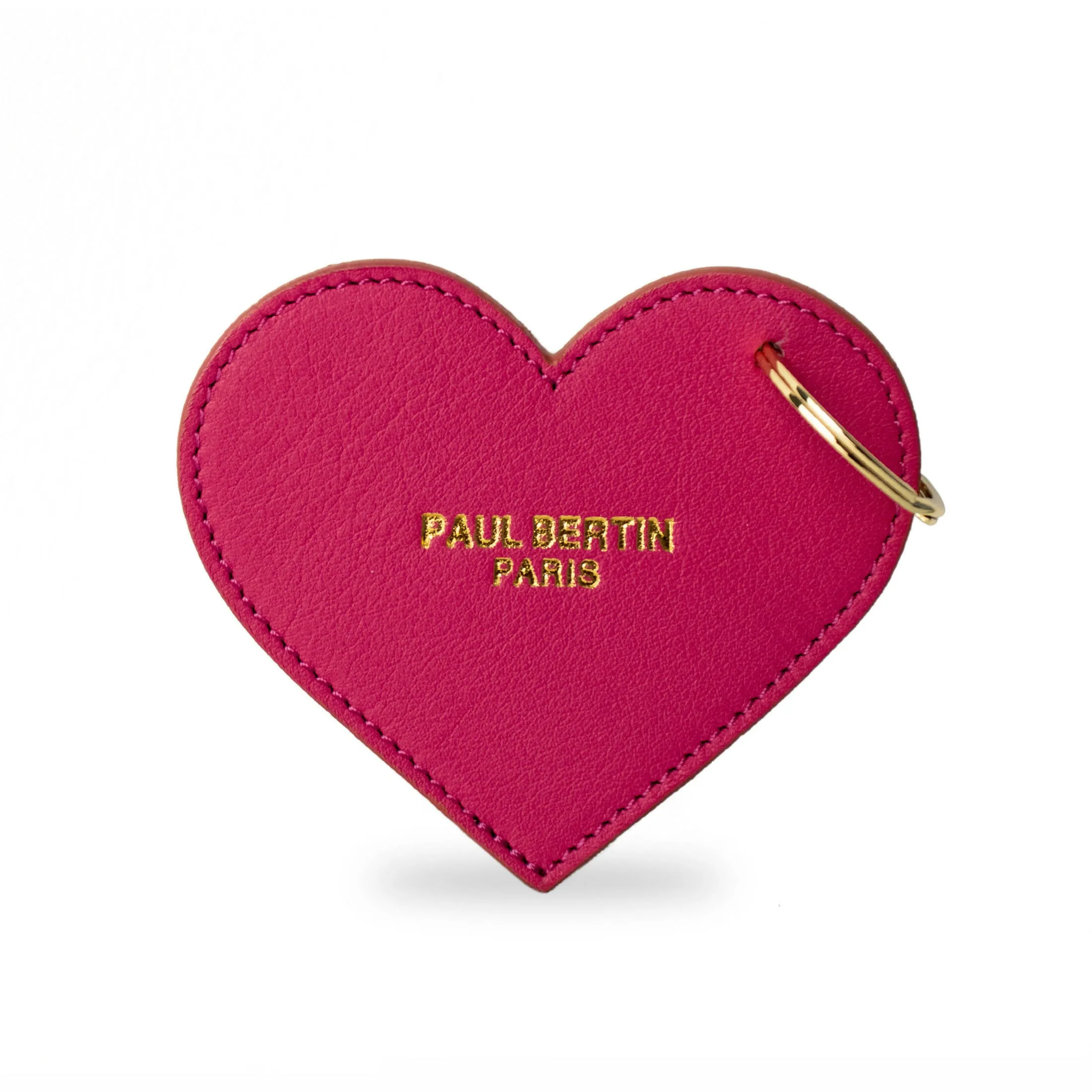 fuchsia leather heart-shaped keychain