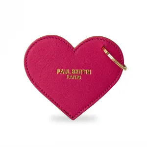 fuchsia leather heart-shaped keychain