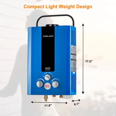 Gasland Outdoor Portable Tankless Water Heater - 1.58GPM 6L - Blue