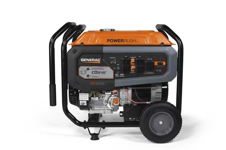 Generac 7676 GP8000E 8000W/10000W Electric Start 50ST CARB PowerRush Gas Generator New