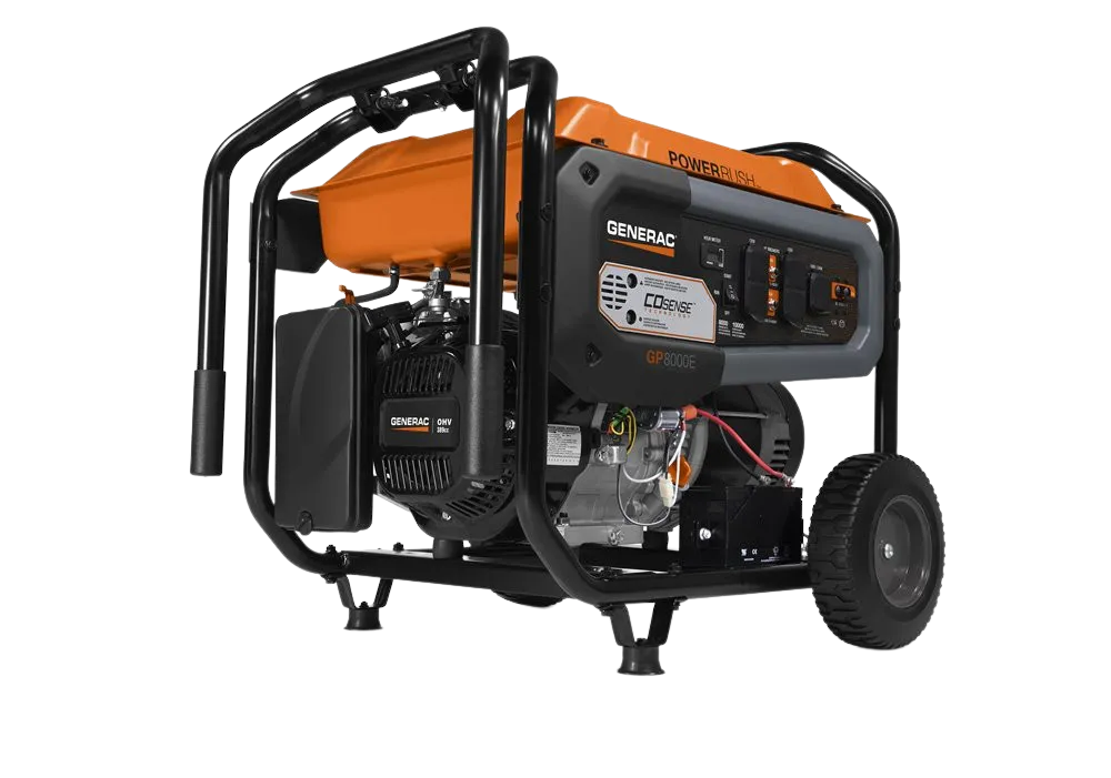 Generac 7676 GP8000E 8000W/10000W Electric Start 50ST CARB PowerRush Gas Generator New