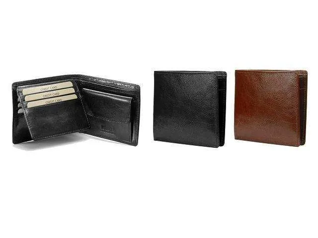 Genuine Leather Wallet Credit Card Flap & Coin Holder - Black