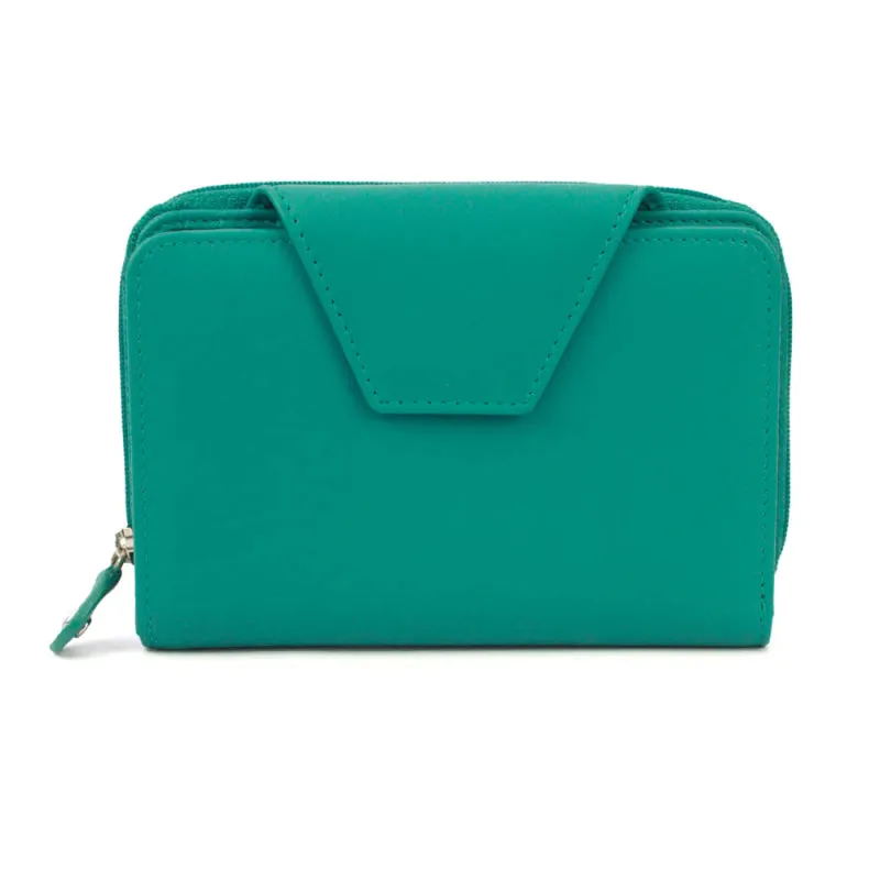 Genuine Soft Leather Purse RFID protection Turquoise