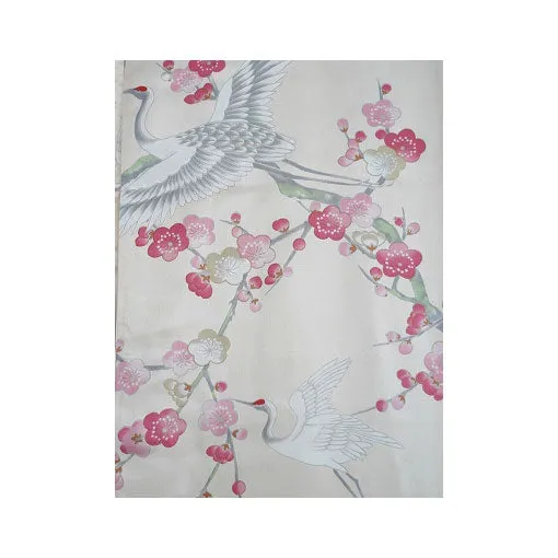 Girls' Yukata: Plum & Crane (Polyester)